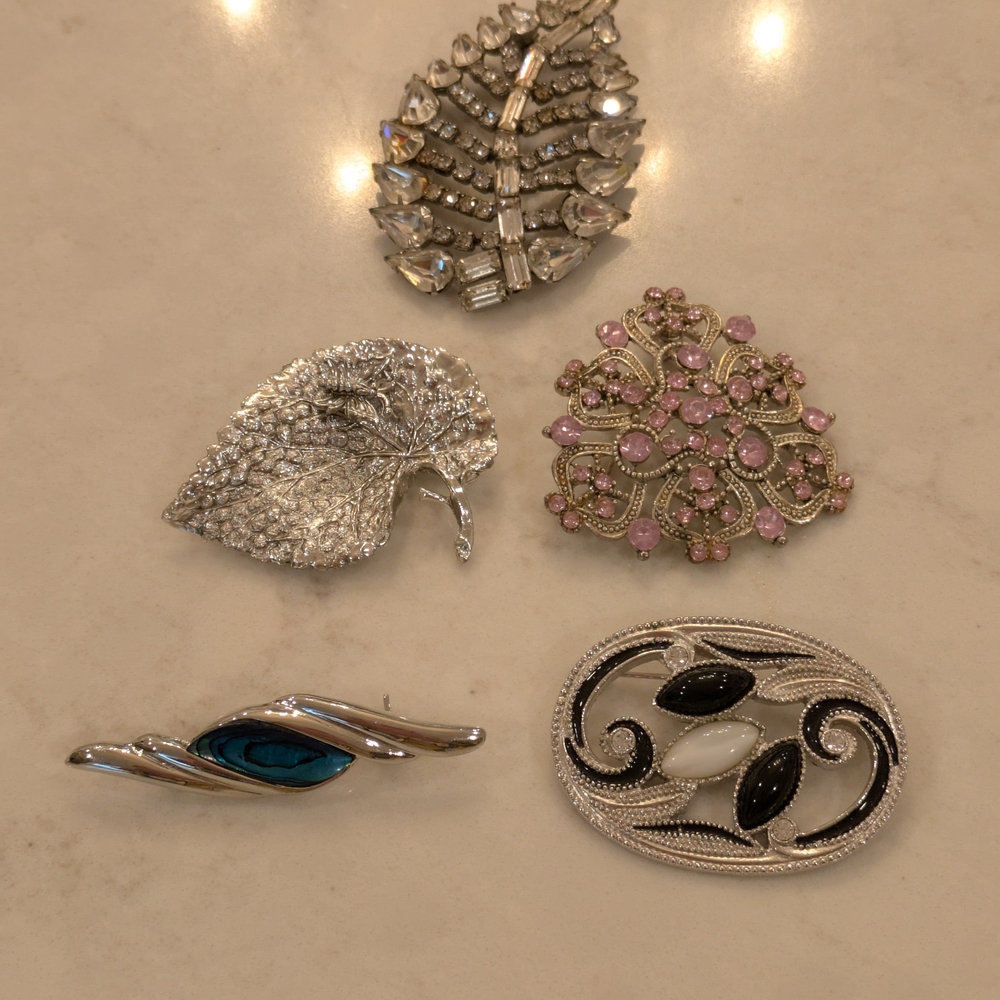 Vintage Multicolor Brooch Set Of 5